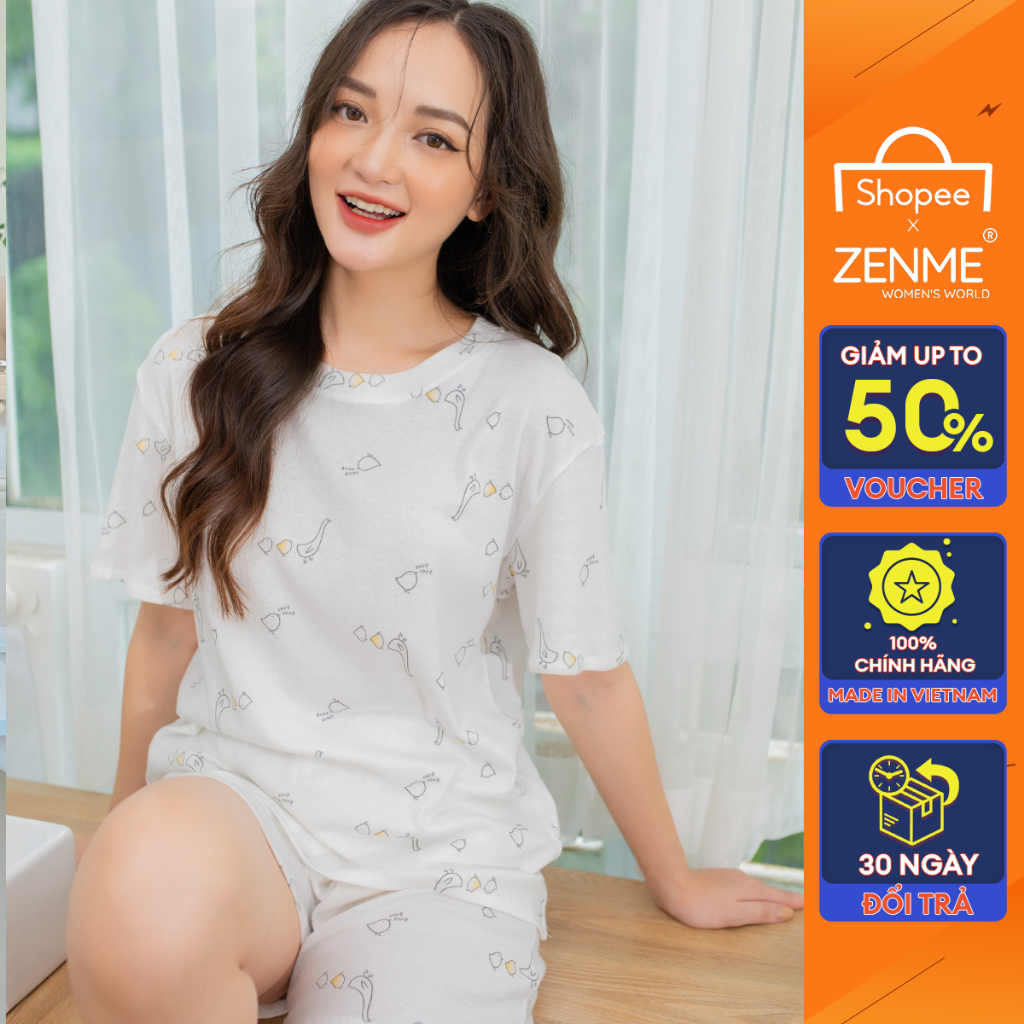 Đồ Bộ Nữ Mặc Nhà Họa Tiết Dễ Thương Chất Liệu Cotton Thoáng Mát BCD0622, Zen Me Women's World