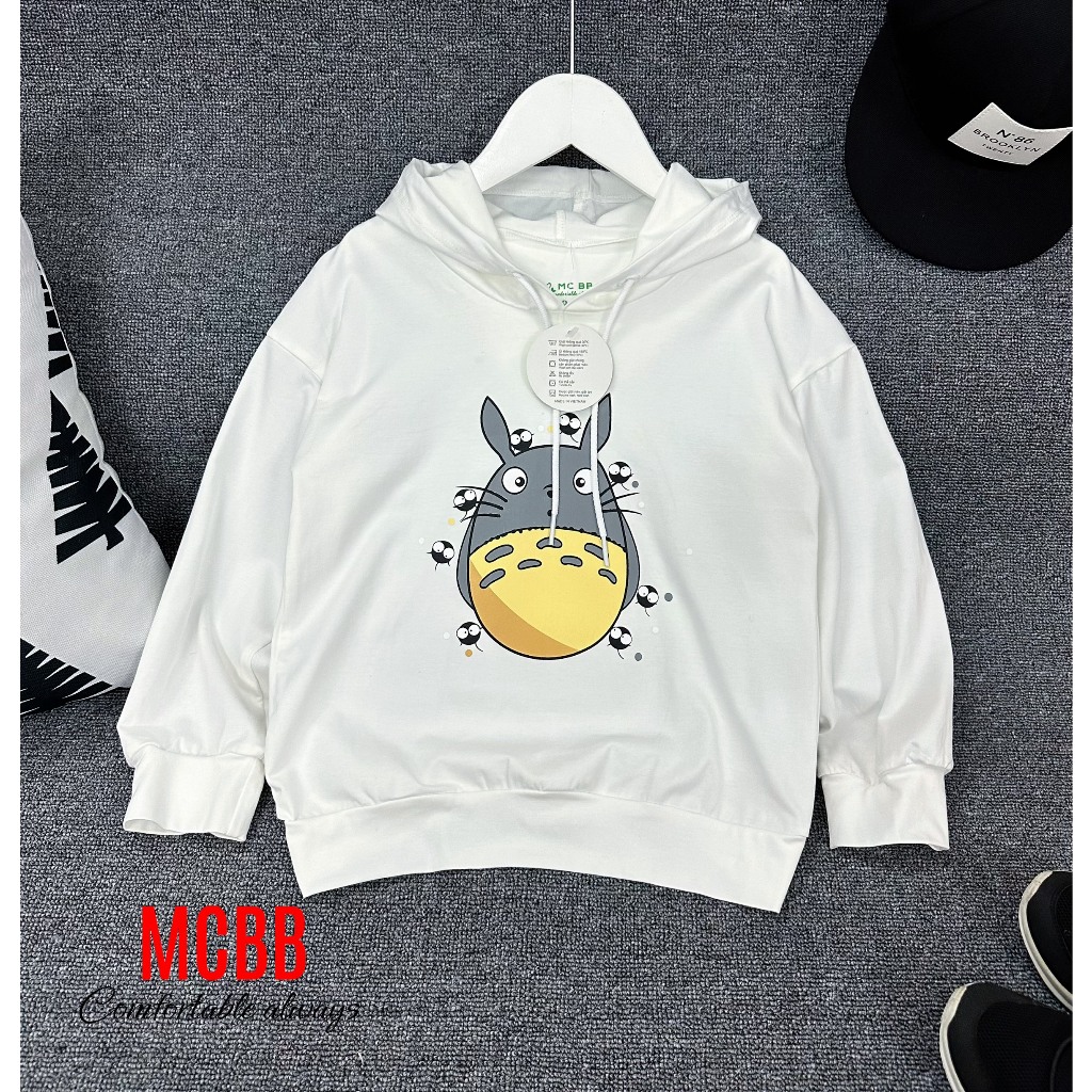 Mcbb 23-47 kg vải cotton áo hoodie bé trai bé gái unisex áo thun tay dài cho bé trai áo có nón áo bé trai khoác lạnh bộ