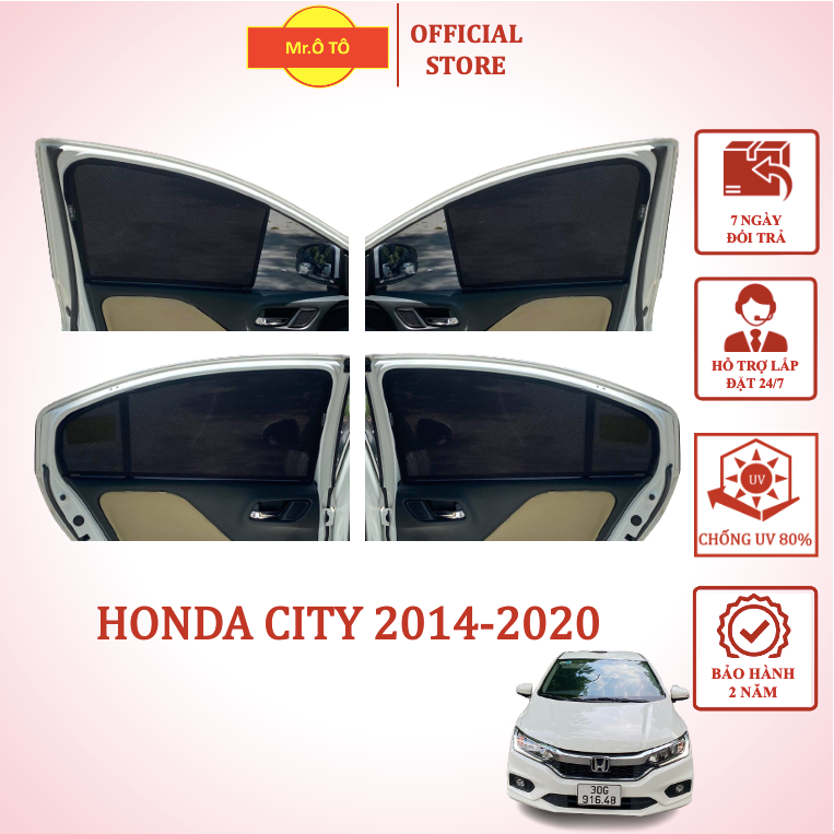 Rèm Che Nắng chống UV Xe Honda City 2014-2020 Hàng Loại 1 Mr Ô Tô -Bảo Hành 2 Năm