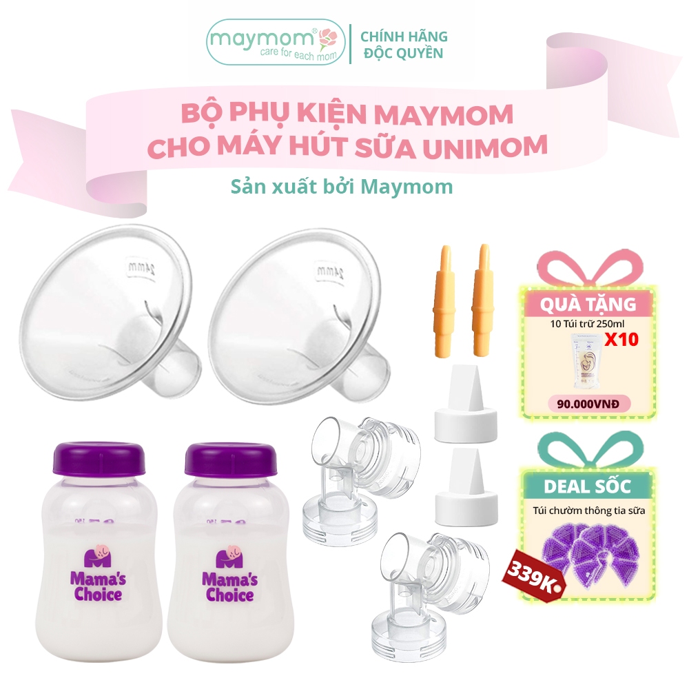 Bộ Phụ Kiện Máy Hút Sữa Unimom Thương Hiệu Maymom, Phễu Hút Sữa Size Từ 10-32mm