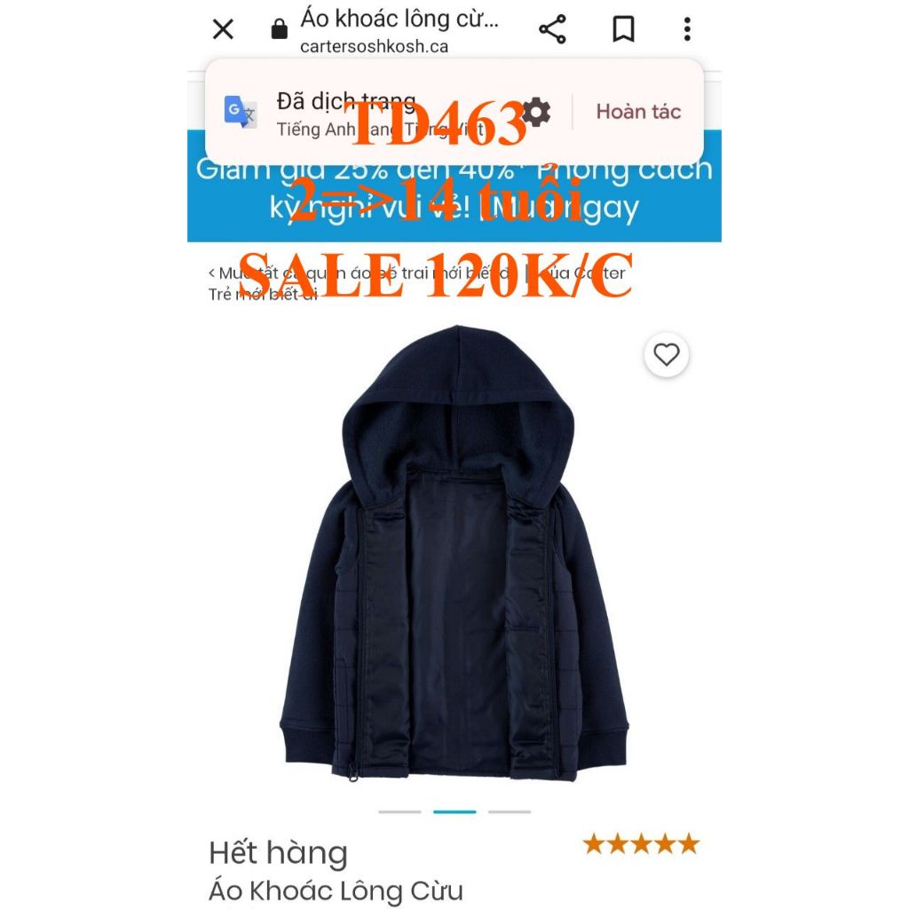 * Mã TD463: Áo khoác dư xịn, còn nguyên bọc, tem và thẻ bài.