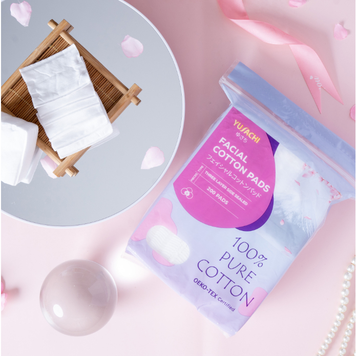 Bông Tẩy Trang 3 lớp Cao Cấp Nhật Bản Yusachi Suzuran 100% Cotton