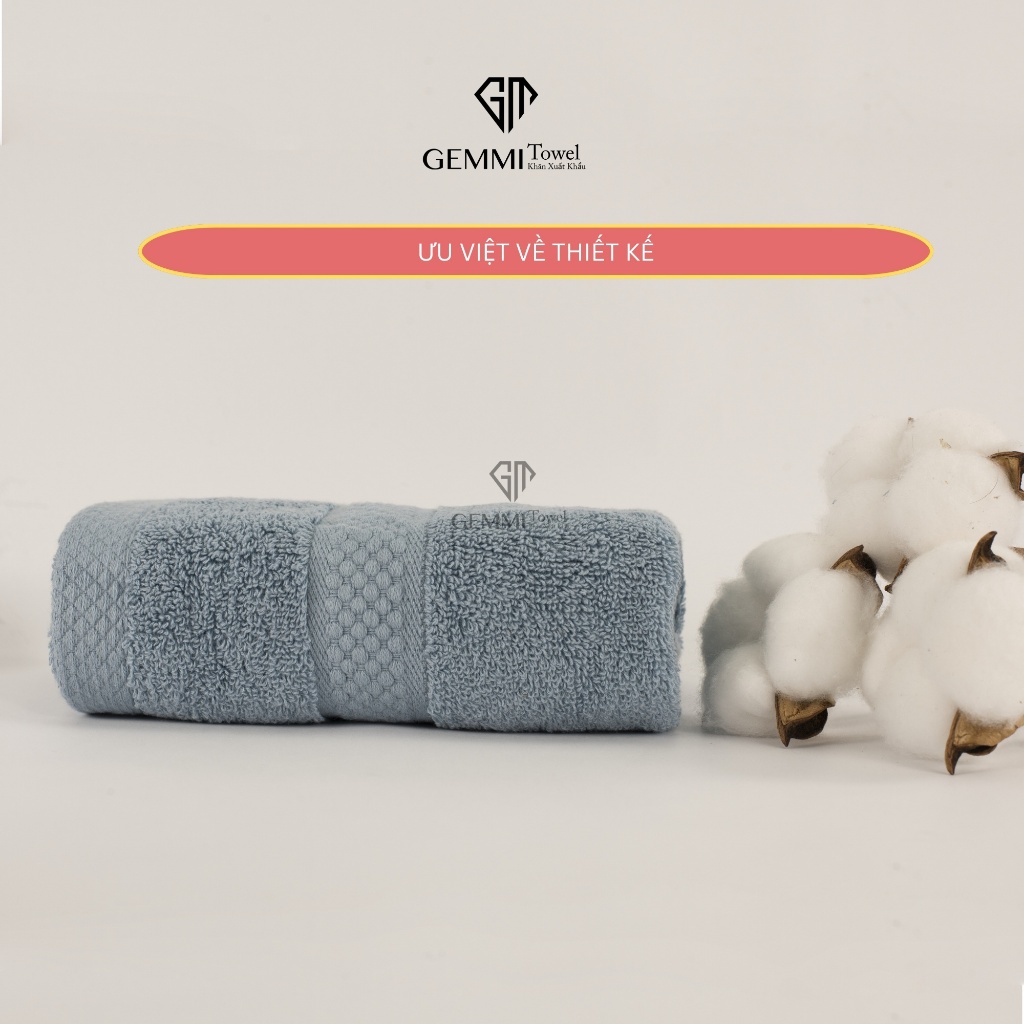 Khăn Tắm, Gội Đầu, Lau Mặt 100% Cotton Dày Dặn, Thấm Hút Tốt GEMMI TOWEL Dí Họa Tiết Hạt Gạo KB12