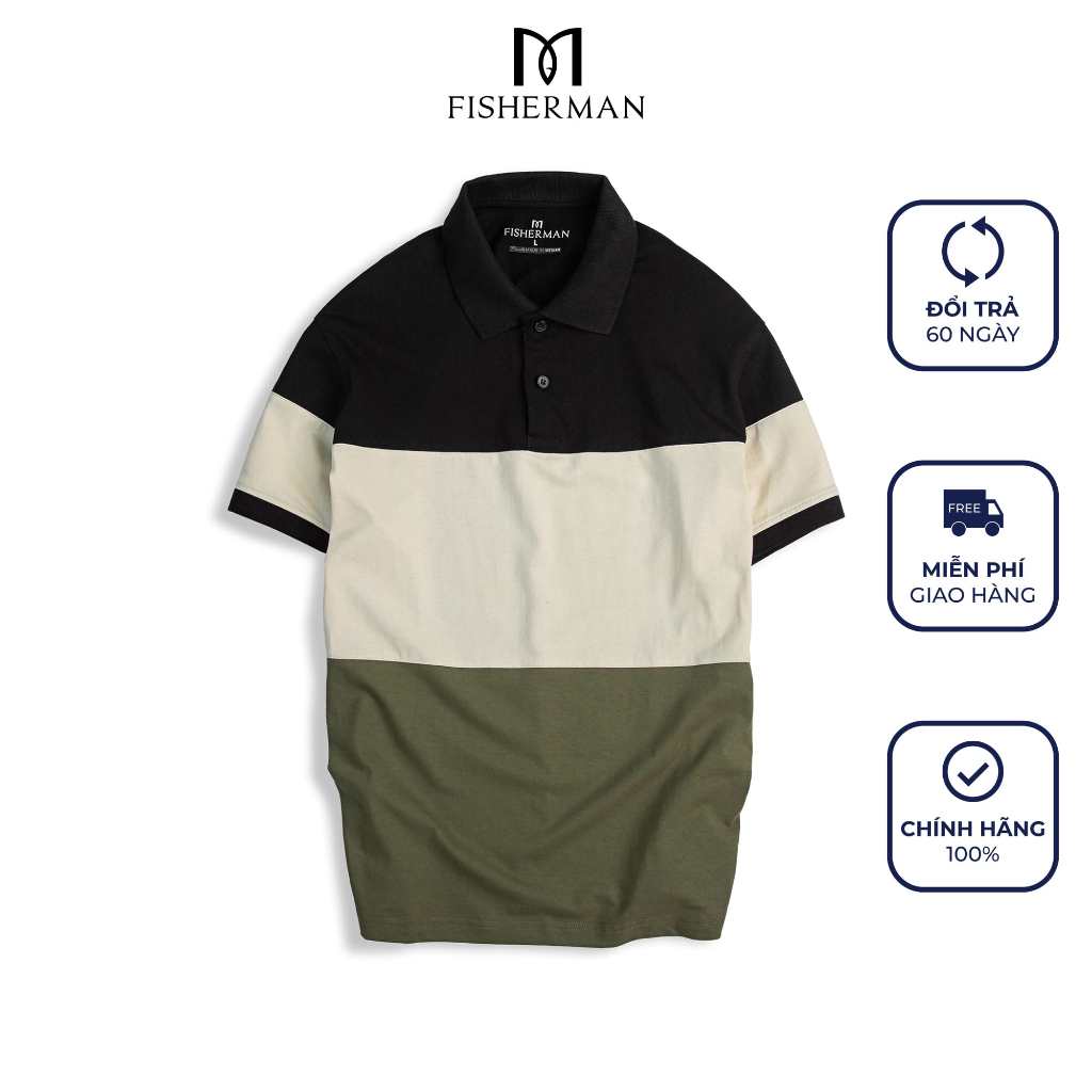 Áo polo nam local brand chất liệu COTTON SINGLE giữ form tốt phối 3 khoang màu trẻ trung năng động FM-02  Fisherman