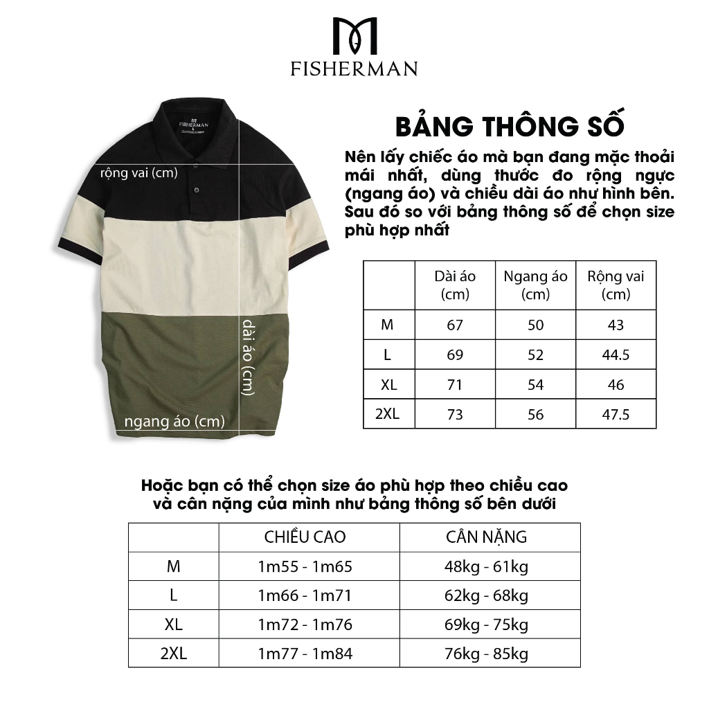 Áo polo nam local brand chất liệu COTTON SINGLE giữ form tốt phối 3 khoang màu trẻ trung năng động FM-02  Fisherman
