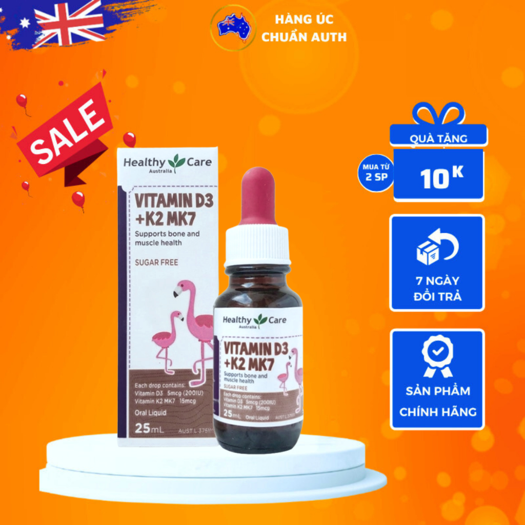 Siro hỗ trợ tăng chiều cao cho bé Vitamin D3 +K2 Healthy Care của Úc