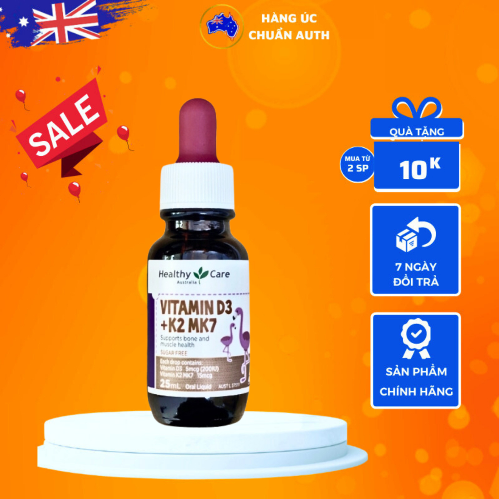 Siro hỗ trợ tăng chiều cao cho bé Vitamin D3 +K2 Healthy Care của Úc