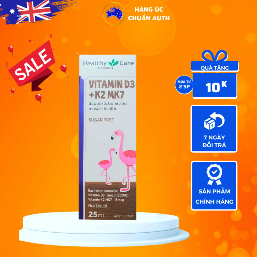 Siro hỗ trợ tăng chiều cao cho bé Vitamin D3 +K2 Healthy Care của Úc