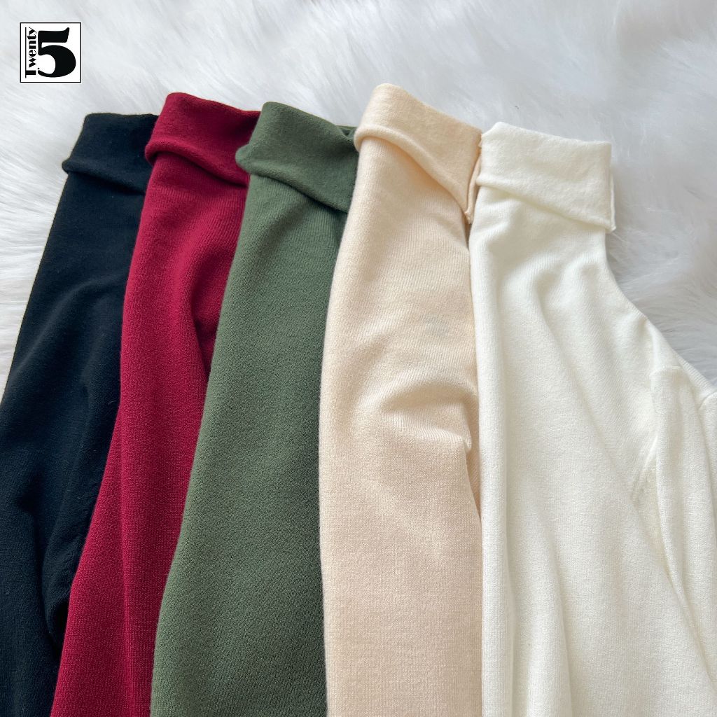 Áo len nữ cổ lọ mỏng dáng ôm vừa dài tay nhiều màu basic Twentyfive 4265
