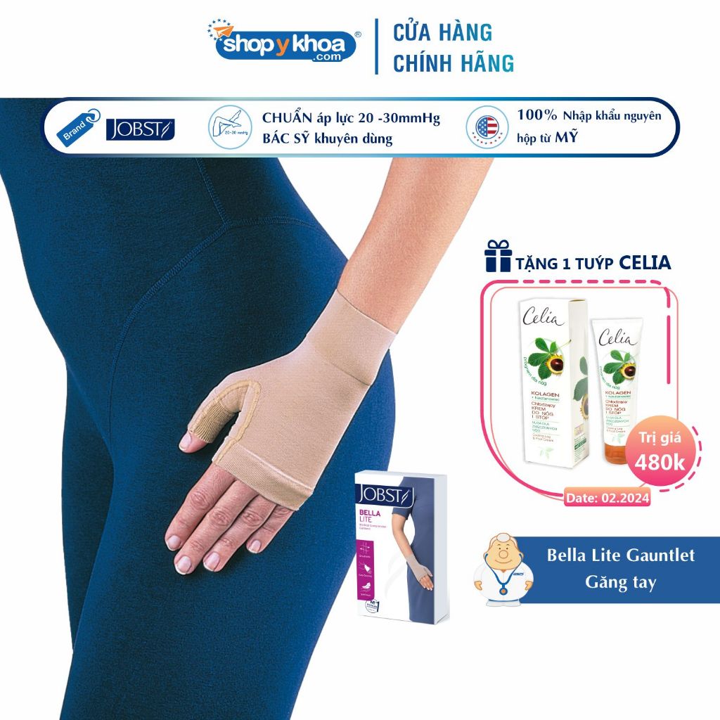 Vớ Găng Tay Phù Bạch Huyết JOBST Bella Lite, Màu Da, Áp Lực Chuẩn 20-30mmHg