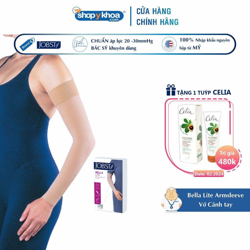 Vớ Cánh Tay Phù Bạch Huyết JOBST Bella Lite, Áp Lực Chuẩn 20-30mmHg, Màu Da