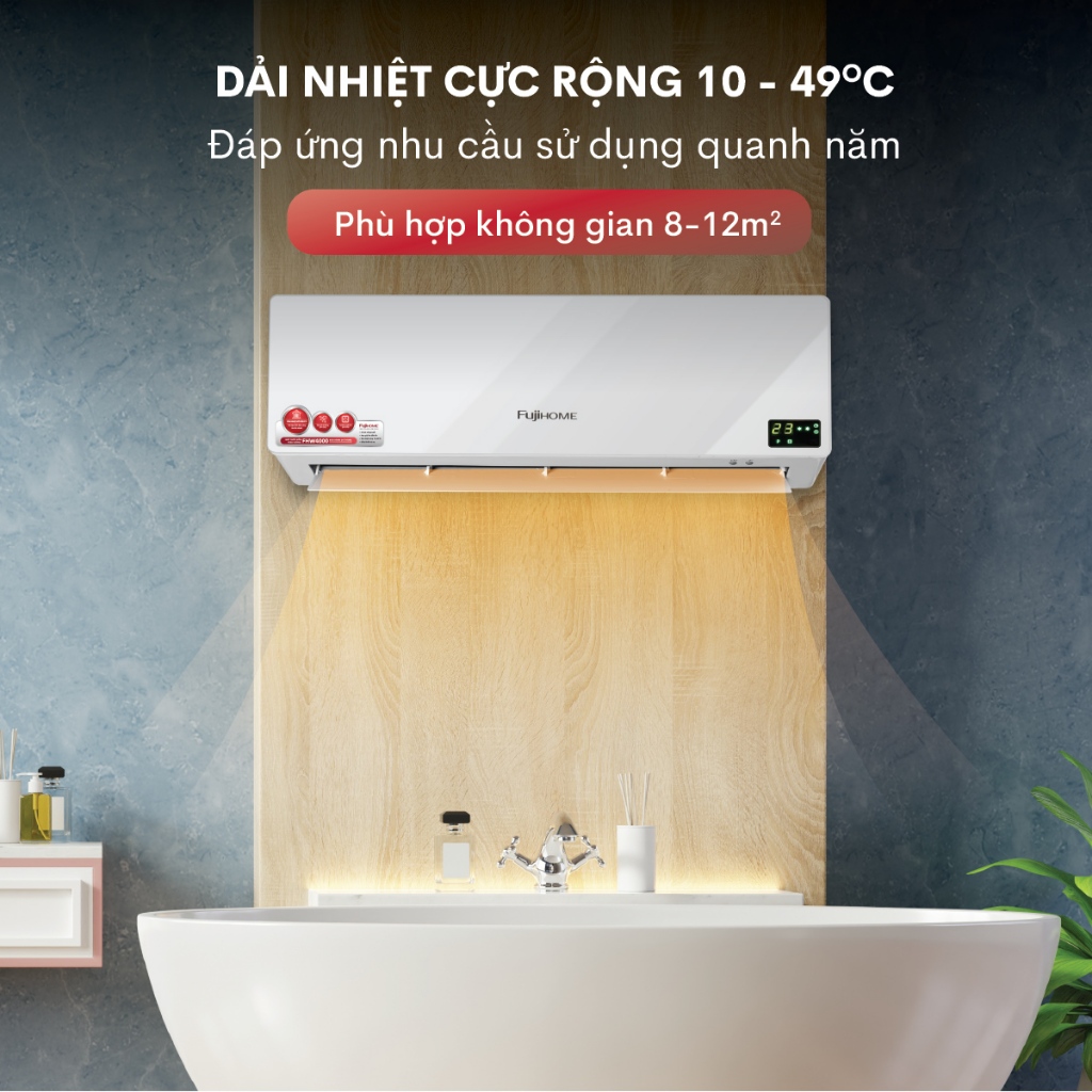 Quạt sưởi gốm điều hòa nhập khẩu FUJIHOME FHW4000 Làm ấm nhanh - Điều khiển từ xa màn led hiển thị - Tiết kiệm điện