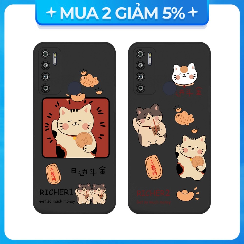Ốp lưng Vsmart Joy 3/Joy 4/Active 3/Bee 3/Live/...dẻo đen hình Mèo tài lộc