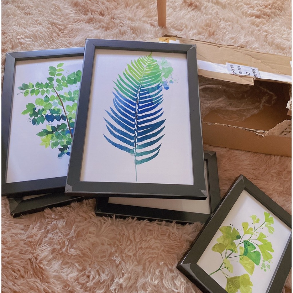 BỘ 6 TRANH TREO TƯỜNG LÁ CÂY MÀU NƯỚC PHONG CÁCH BẮC ÂU