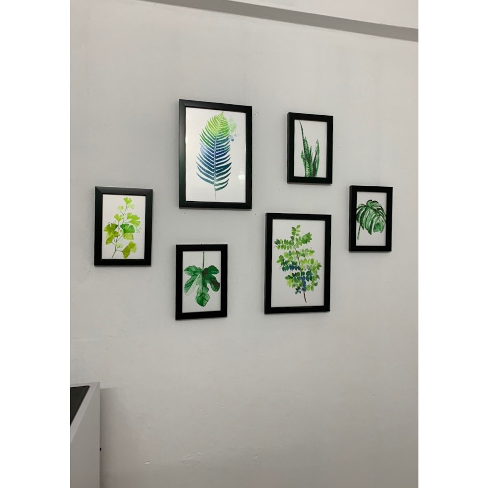 BỘ 6 TRANH TREO TƯỜNG LÁ CÂY MÀU NƯỚC PHONG CÁCH BẮC ÂU