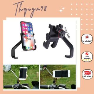 Kẹp điện thoại gắn chân gương xe máy 100% bằng thép, chắc chắn xoay tròn 360 độ