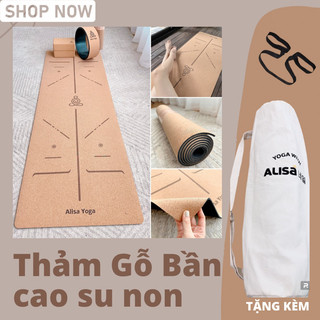   Alisa Yoga  Thảm GỖ BẦN đệm cao su non cao cấp TẶNG KÈM TÚI CANVAS 