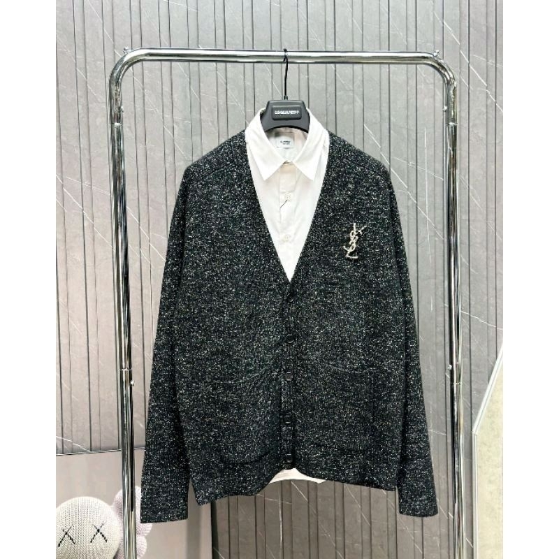 ⚡️[Hight Quality] Áo Cardigan Saint Laurent Kim Tuyến Lấp Lánh Bling Bling Phối Logo - Hàng Loại 1 Áo Sweater Len Ysl