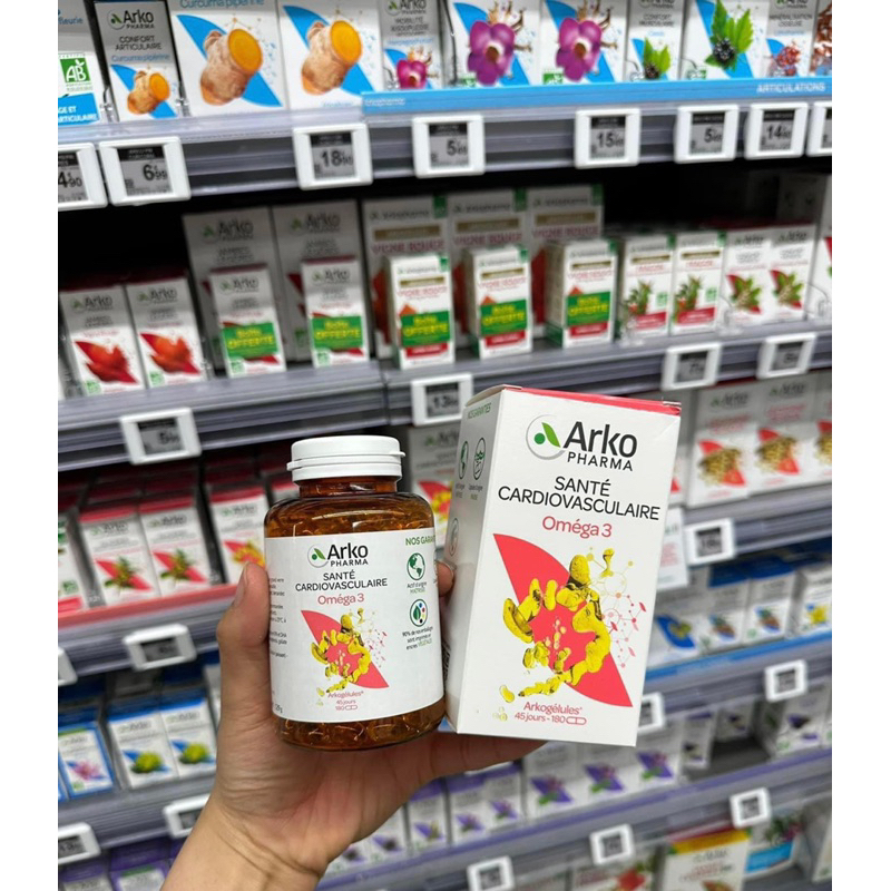 Viên uống dầu cá Omega 3 Arkopharma 180 viên mẫu mới 2023