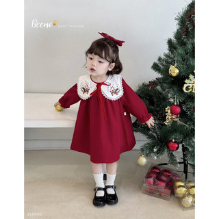 Váy đỏ nhung tăm noel bé gái 80-130