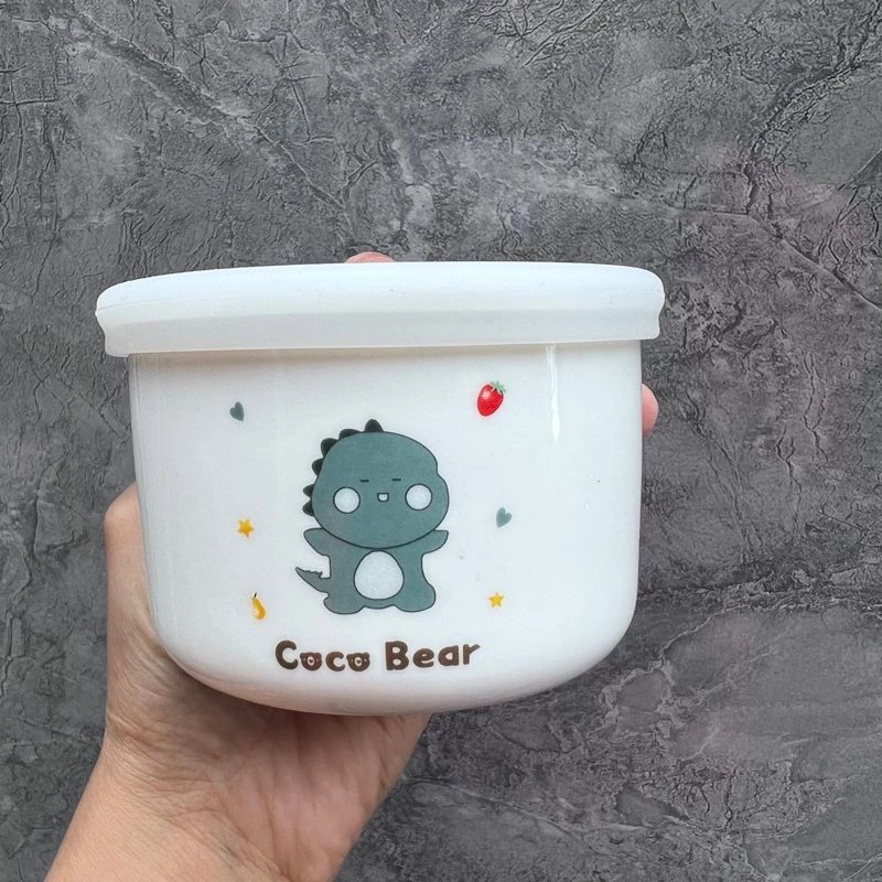 ☘Bát sứ, thố sứ Có Nắp Đậy Silicon Đựng Đồ Ăn Dặm Cho Bé Phong Cách Hàn Quốc☘️