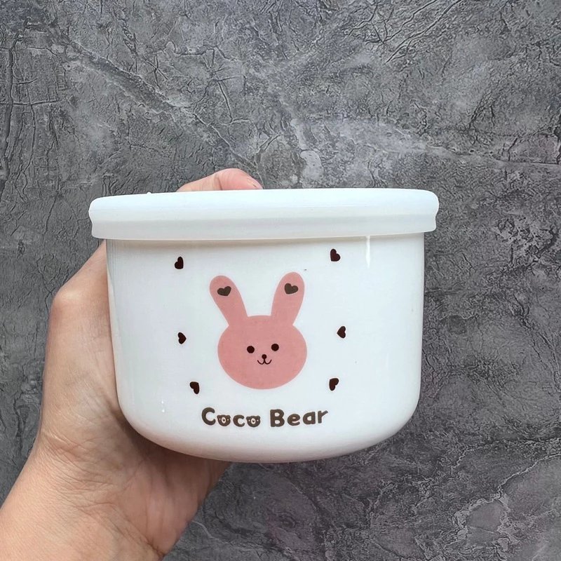 ☘Bát sứ, thố sứ Có Nắp Đậy Silicon Đựng Đồ Ăn Dặm Cho Bé Phong Cách Hàn Quốc☘️