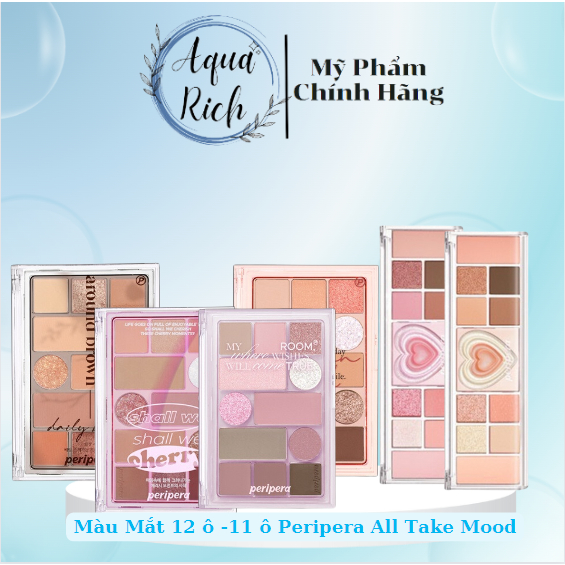 Bảng Màu Mắt 11 - 12 Ô Peripera Ink All Take Mood Technique Palette [Around Brown - Shall We Cherry - My Autumn Mood]