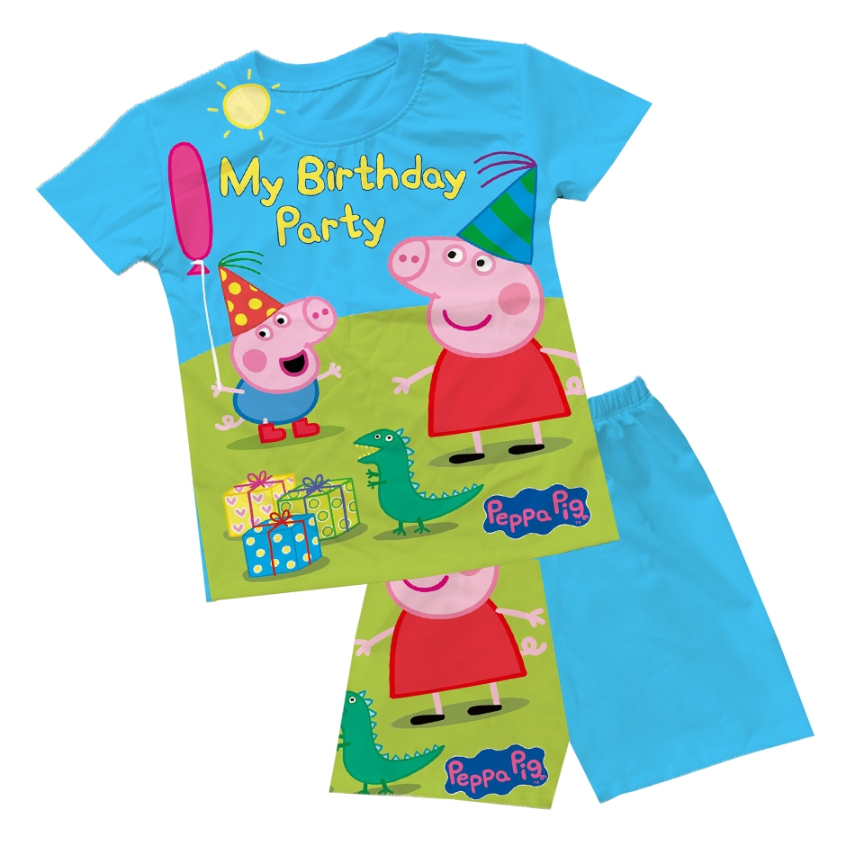 Bộ quần áo heo peppa bé trai bé gái chất thun lạnh mềm mại in 3d 10-60kg SUSHI KIDS