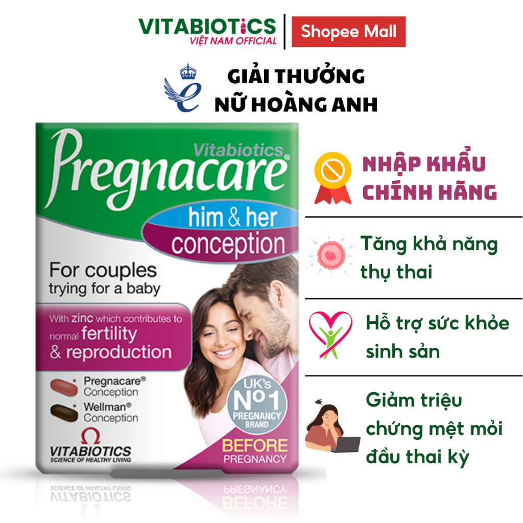 Viên uống Pregnacare Him and Her Conception Vitabiotics 60 viên hỗ trợ