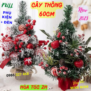 Cây thông noel cao cấp 2023 mini để bàn 30cm,40cm, 60cm, 90cm- trang trí giáng sinh full phụ kiện siêu rẻ