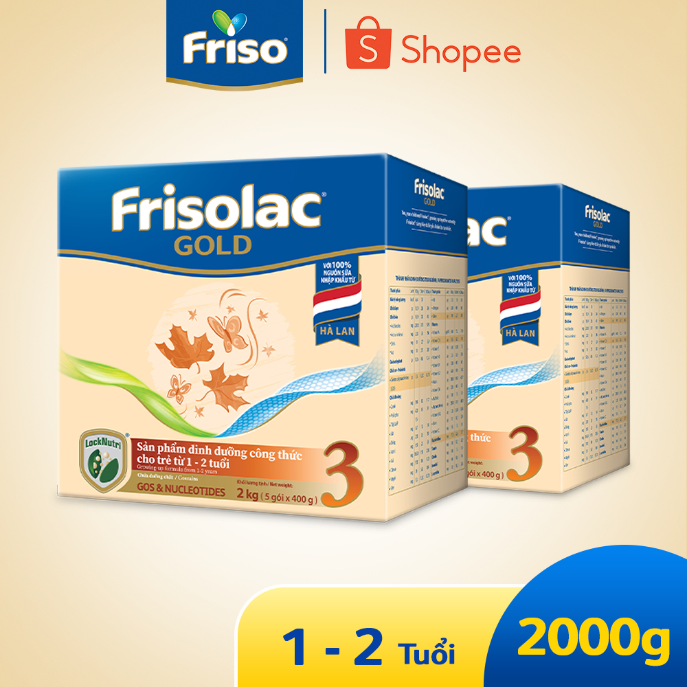 Bộ 2 Hộp Sữa Bột Friso Gold 3 Hộp Giấy 2kg x 2