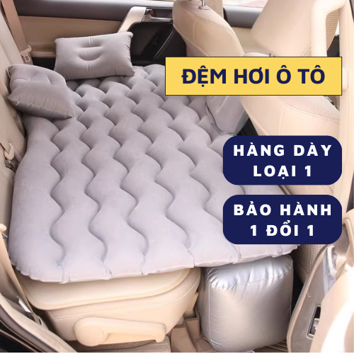 Nệm hơi ô tô 4 7 chỗ loại dày onxe vải nỉ kèm sẵn bơm 4 màu nệm hơi phù hợp hàng ghế sau xe ô tô