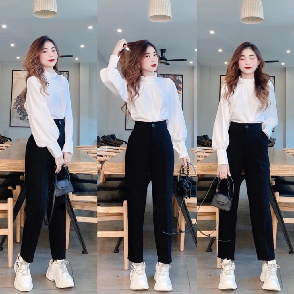 Quần Baggy nữ, Tây Học Sinh Nữ Quần Học Sinh Lưng Cao Có phù hợp cho di làm đi học tôn dáng hót