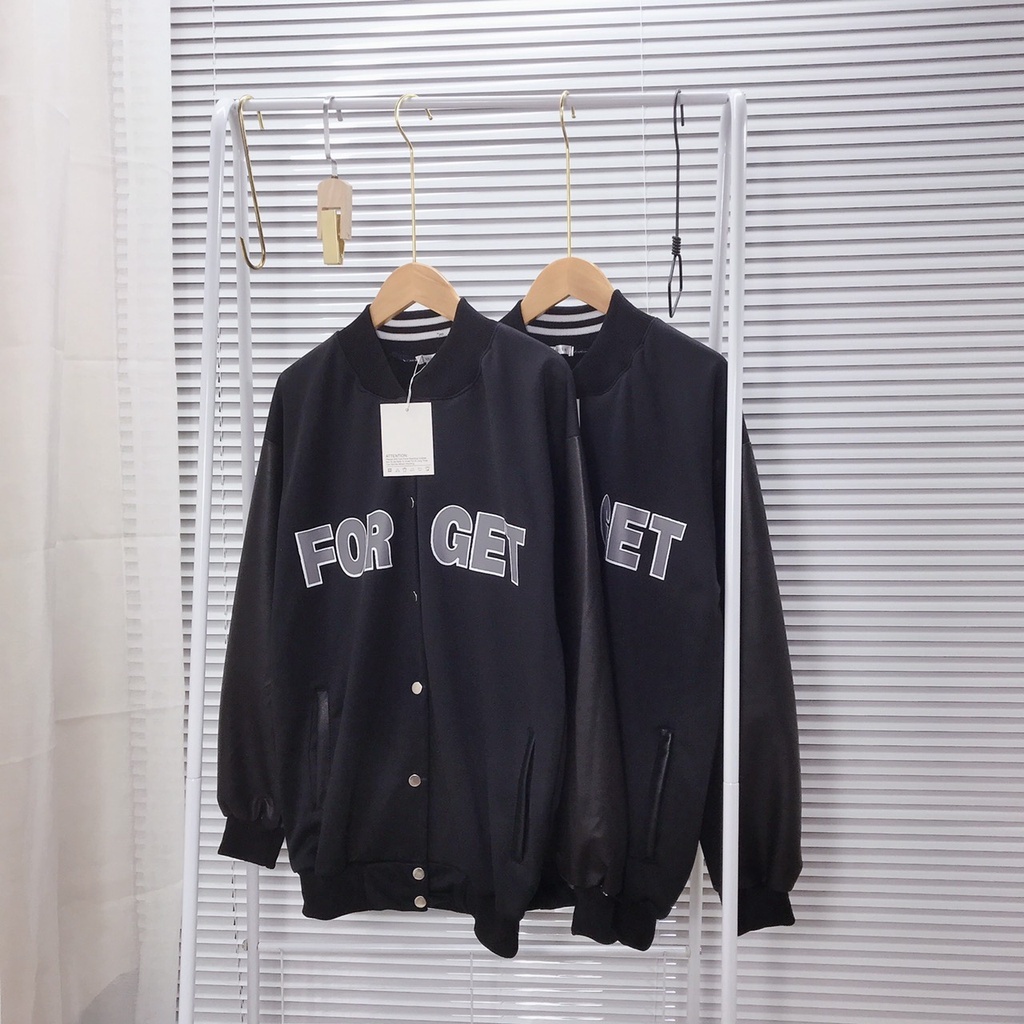 Áo Khoác Bomber Nam Nữ Phối Tay Da cao cấp 2023 , Áo Bomber Unisex FOR GET