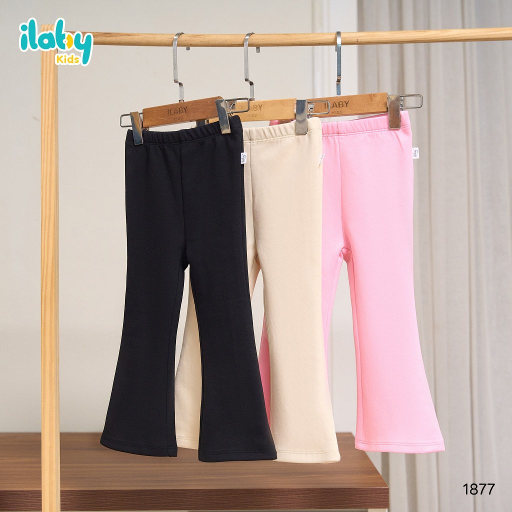 Quần legging cho bé gái ILABY ống loe chất liệu thun cotton co dãn 4 chiều, 3 màu cho bé 10-35kg [32IGK3HM1877]