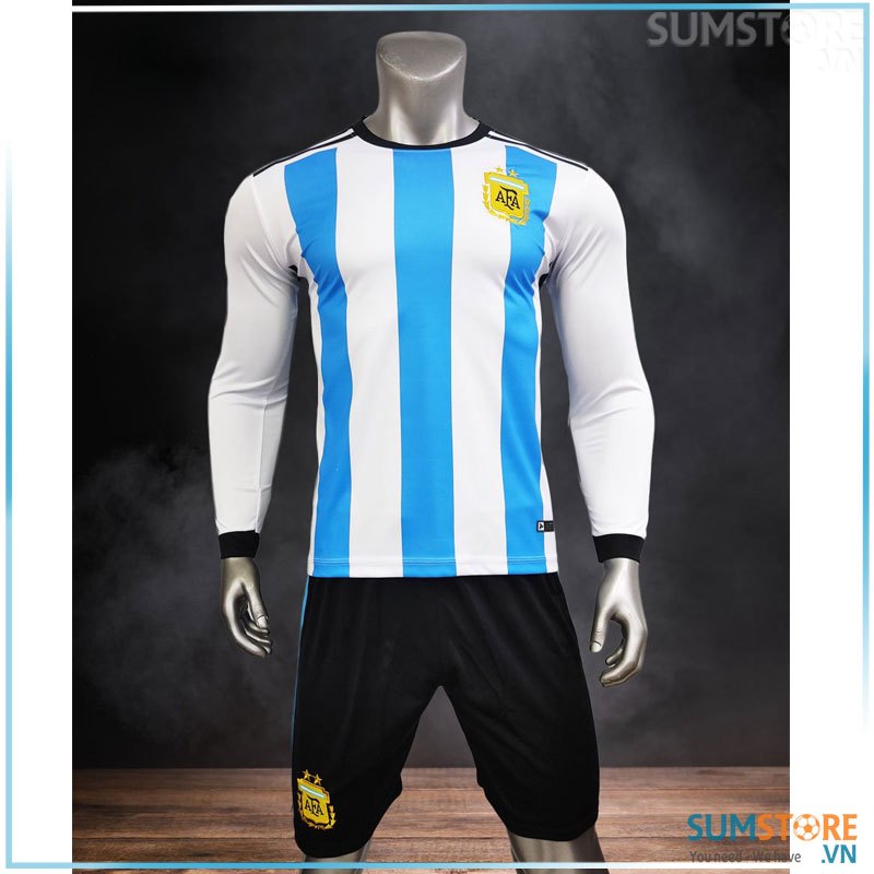 Quần Áo Đá Bóng Đội Tuyển Argentina Dài Tay - Đồ Đá Banh Thể Thao Nam Nữ Mới Đẹp