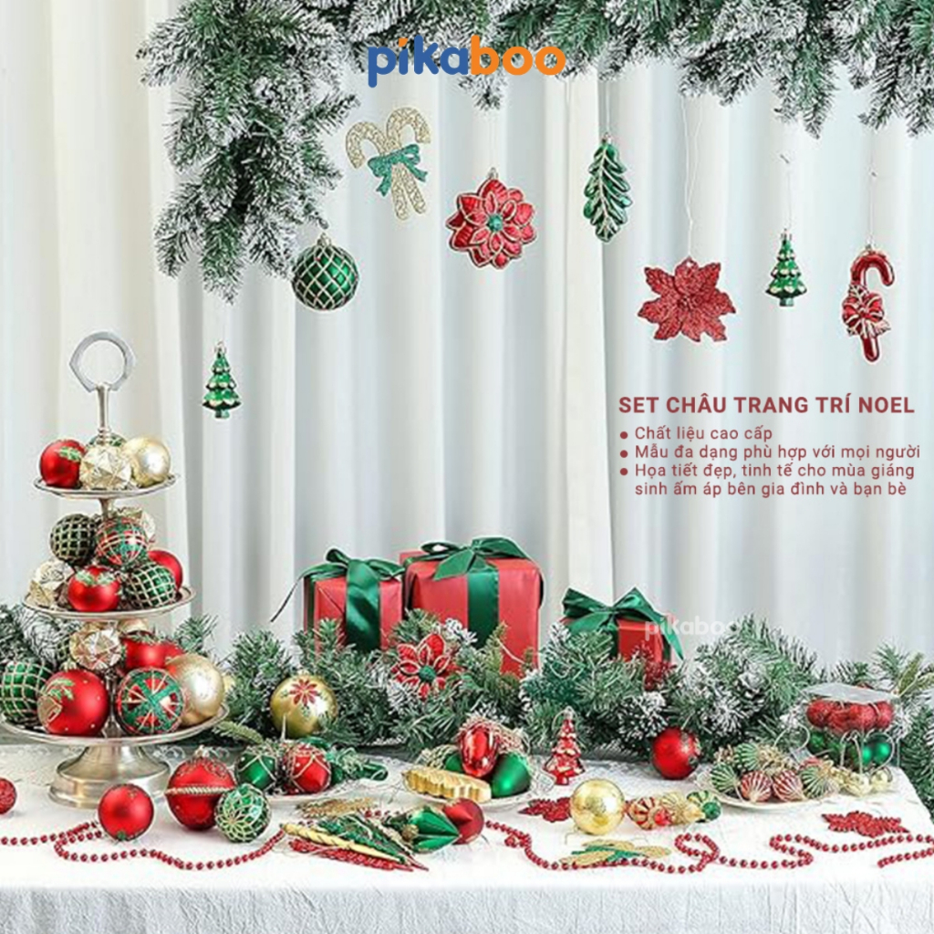 Quả châu Noel cây thông Noel Phụ kiện trang trí Giáng Sinh Pikaboo tiêu chuẩn xuất Châu Âu sơn tĩnh điện bền màu