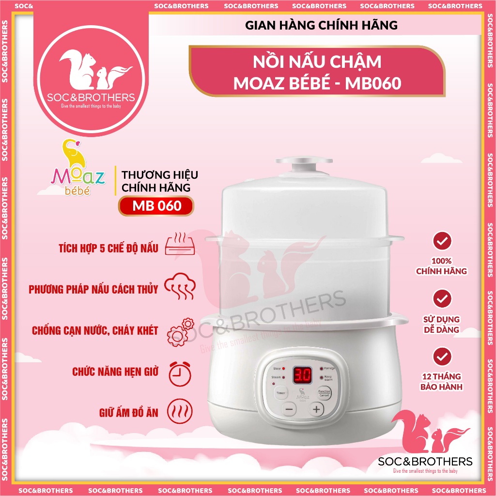 Nồi nấu chậm Moaz BéBé MB – 060 - BẢO HÀNH 12 THÁNG CHÍNH HÃNG