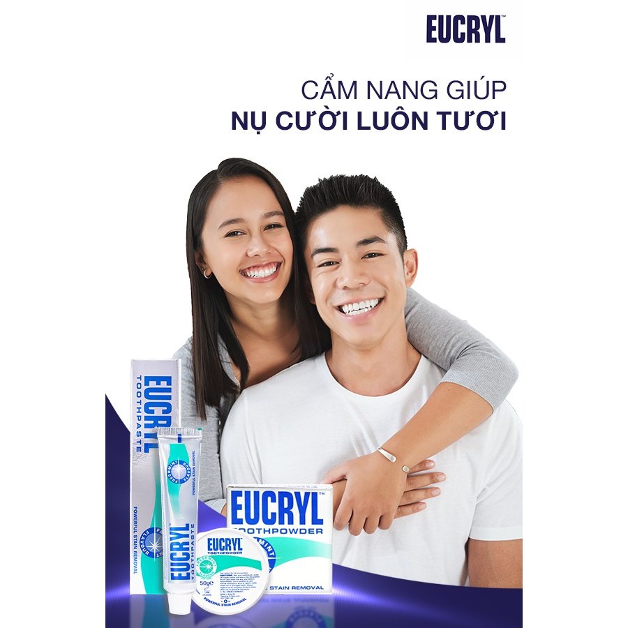 [Chỉ còn 60.9K sau khi áp voucher] Combo Kem đánh răng Eucryl 62g + Bột tẩy trắng răng Eucryl 50g