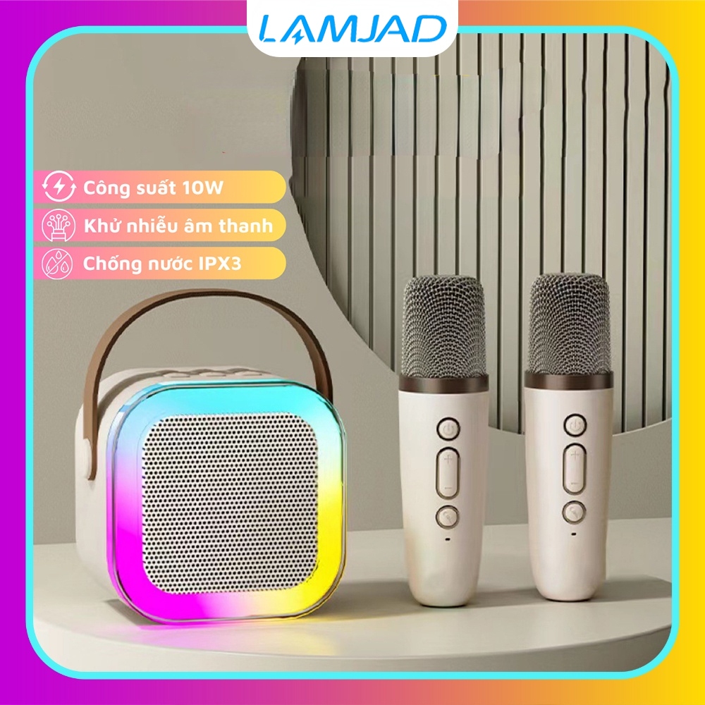 Loa Bluetooth Karaoke Mini K12 kèm mic không dây công suất 10W