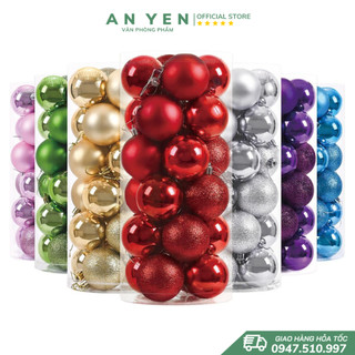 Set 6 quả châu phủ nhũ kim tuyến Size 10/8/6/4cm loại đẹp Cao Cấp trang trí Noel giáng sinh , phụ kiện trang trí cây thô