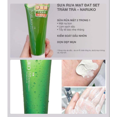 Sữa Rửa Mặt Đất Sét Chiết Xuất Tràm Trà Naruko 3 in 1 120g