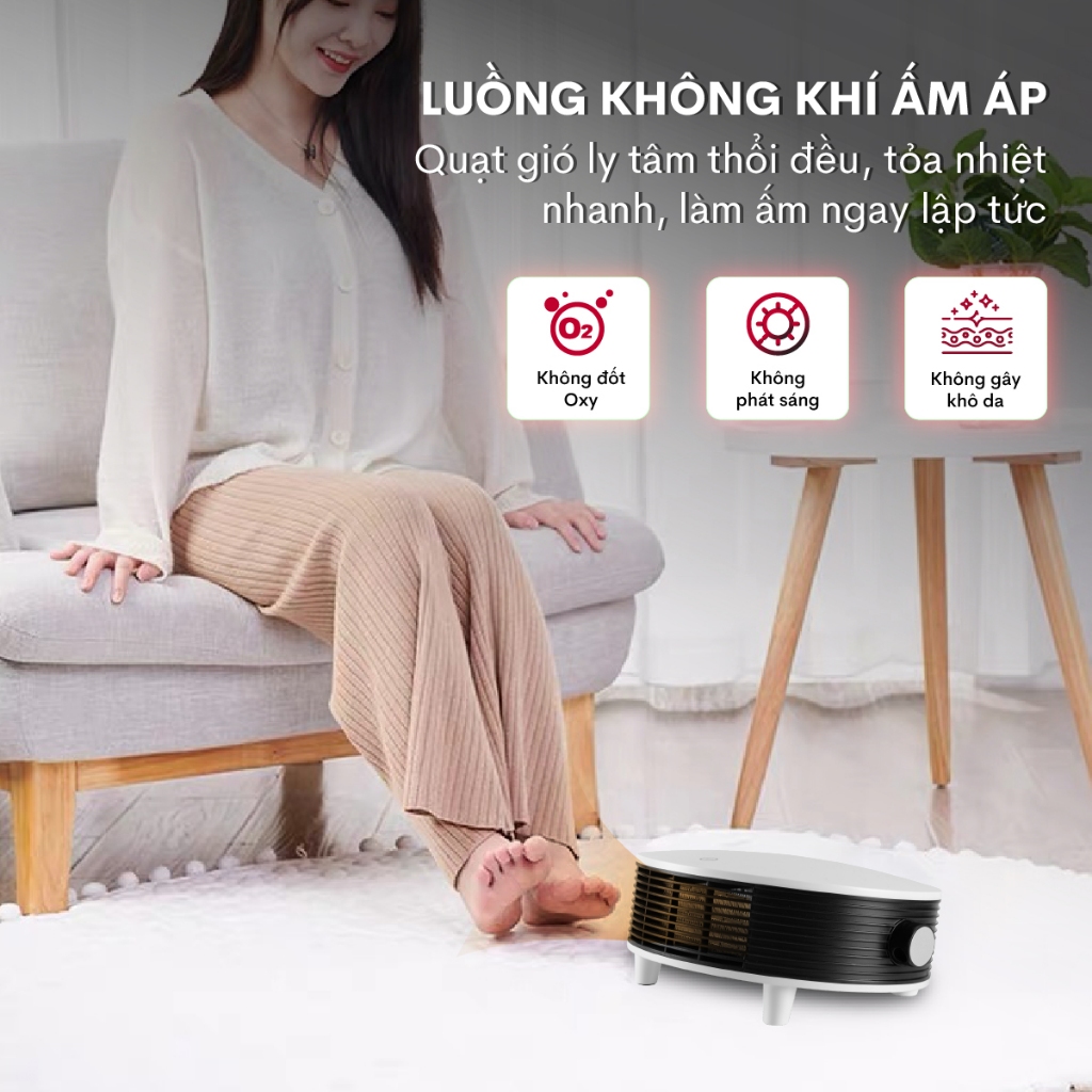 Quạt sưởi treo tường nhập khẩu FUJIHOME FHB5000 dùng cho phòng tắm, phòng ngủ - Làm ấm nhanh - Tiết kiệm điện