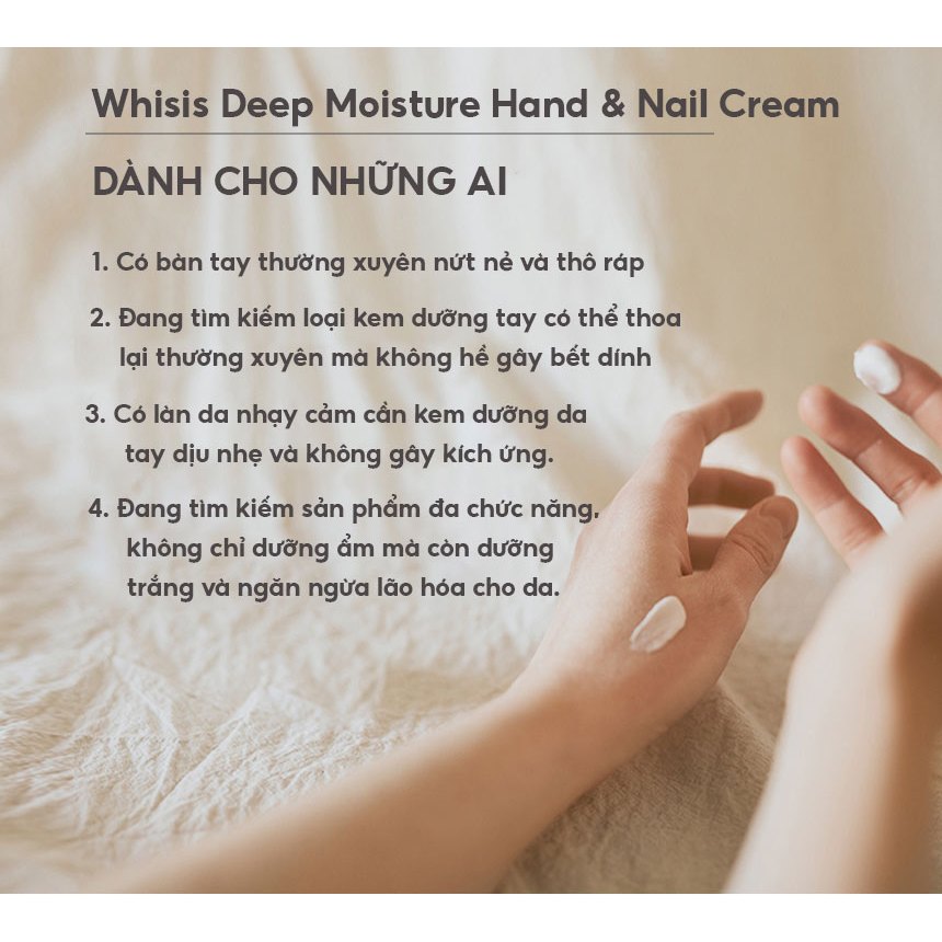 Kem Dưỡng Da Tay và Móng Mềm Mịn Hương Nước Hoa Whisis Deep Moisture Hand & Nail Cream Dưỡng Ẩm Dưỡng Sáng Phục Hồi 50ml