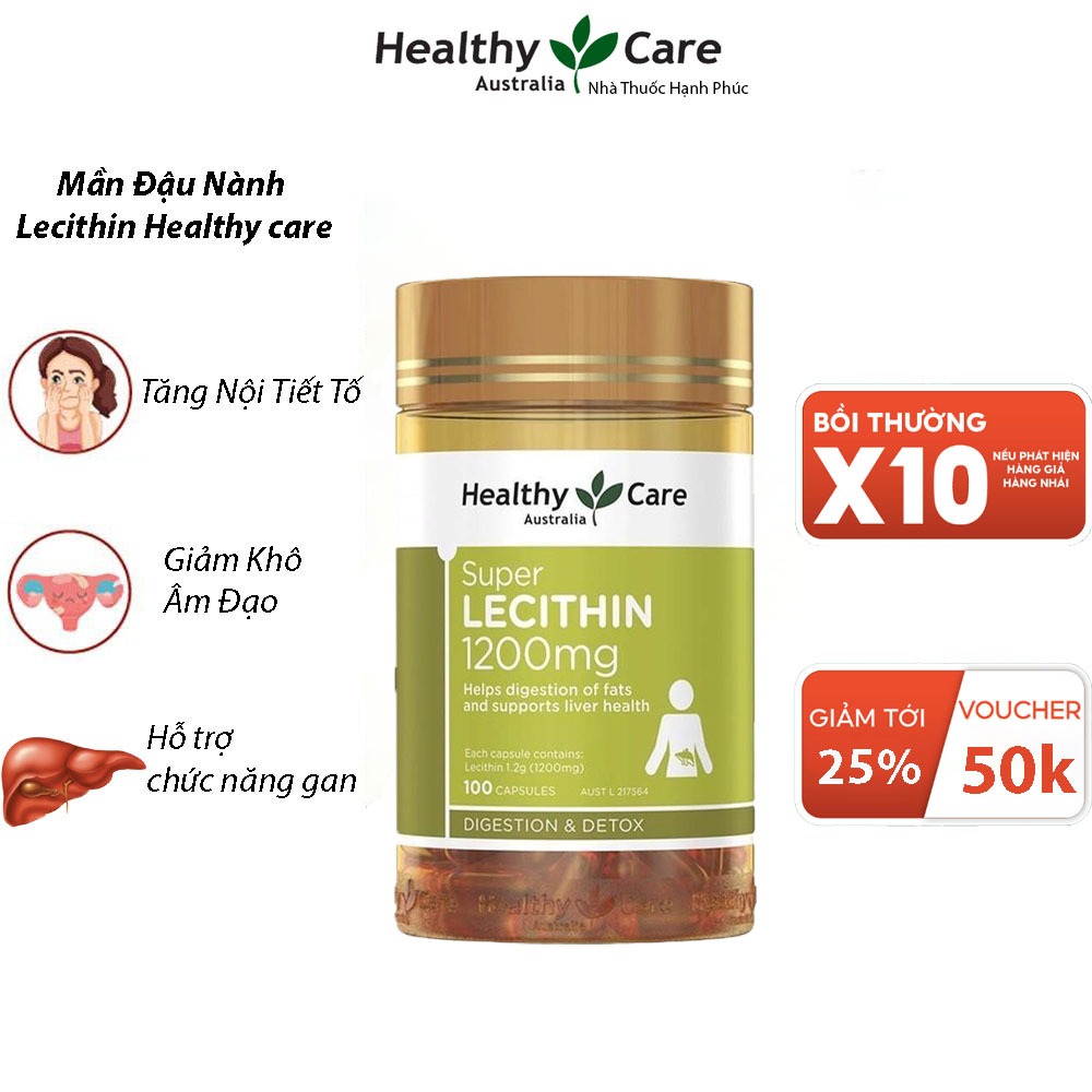 Mầm đậu nành Healthy Care Super Lecithin đẹp da, đào thải độc tố gan, cân bằng nội tiết tố