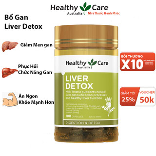 Viên uống giải độc gan Liver Detox Healthy Care 100 viên Úc - Hạ men gan , tái tạo tế bào gan