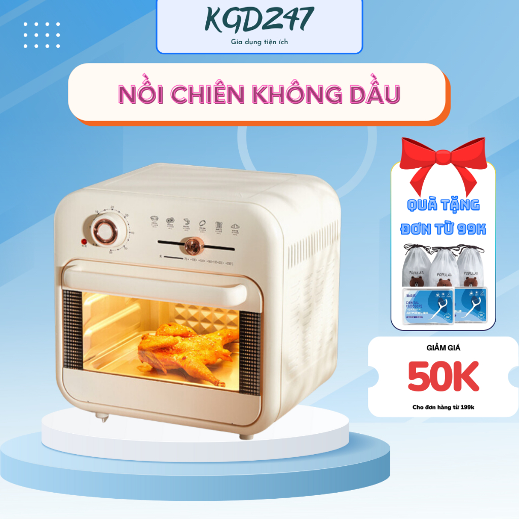 Nồi chiên không dầu Buckchon, dung tích 18l - công suất 1300W, bảo hành chình hãng 12 tháng