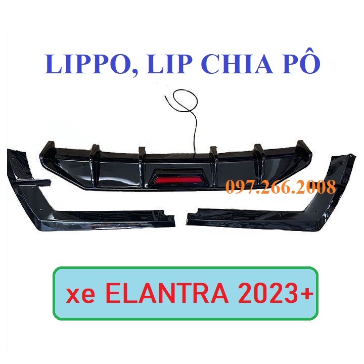 Lippo, Líp pô, Líp chia pô xe Huyndai Elantra 2022- 2023 - 2024- mẫu đen bóng , có đèn led cao cấp