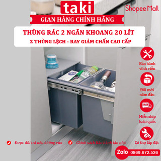 Thùng rác đôi, thùng rác 2 ngăn ray âm giảm chấn tủ bếp bếp dưới - bảo hành 10 năm - có thợ lắp