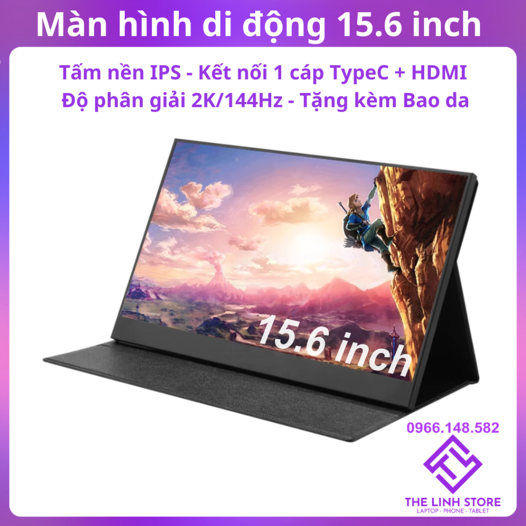 Màn hình di động 15 inch IPS 2K 144Hz có Type-C ThunderBolt - Tặng kèm bao da | BigBuy360 - bigbuy360.vn